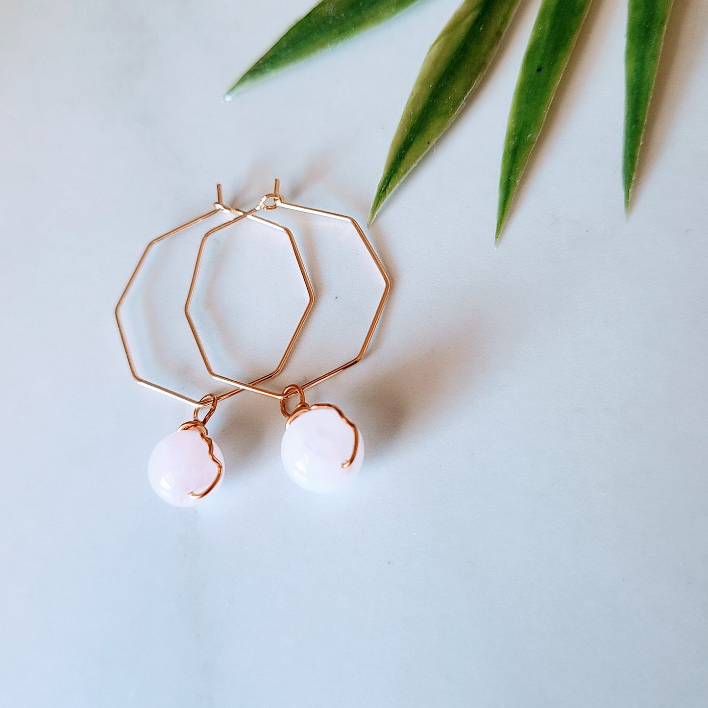 Stop & Seek Earrings- Rose Quartz (Love)