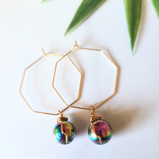 Stop & Seek Earrings- Rainbow Hematite (Moving On)