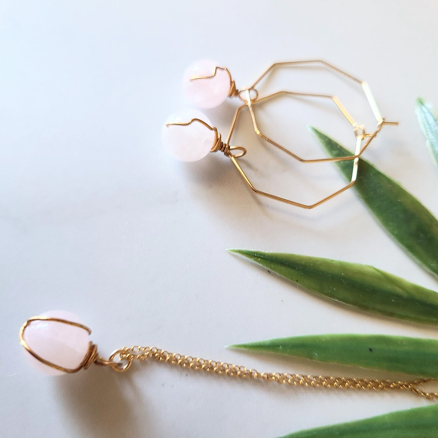 Stop & Seek Earrings- Rose Quartz (Love)