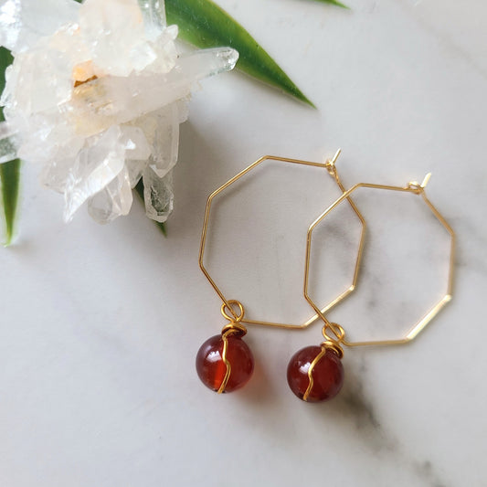 Stop & Seek Earrings- Carnelian (Courage)