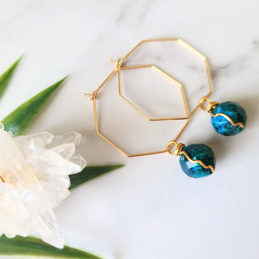 Stop & Seek Earrings- Chrysocolla (Fresh Start)
