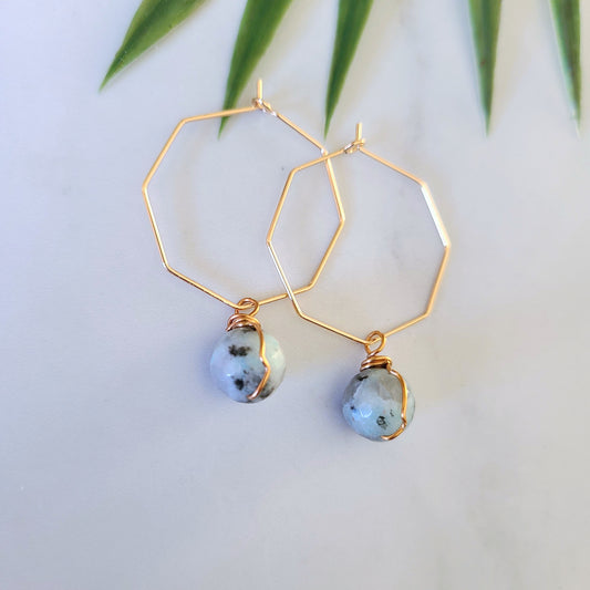 Stop & Seek Earrings- Kiwi Jasper  (Nurturing)