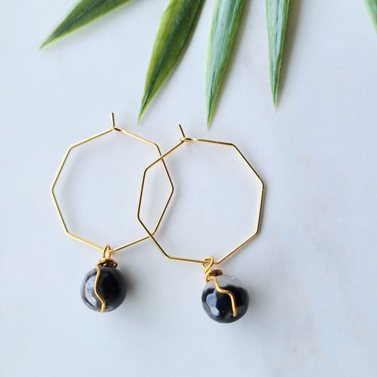 Stop & Seek Earrings- Onyx (Protection)