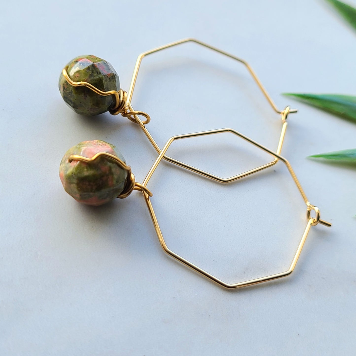 Stop & Seek Earrings- Unakite (Harmony and Balance)