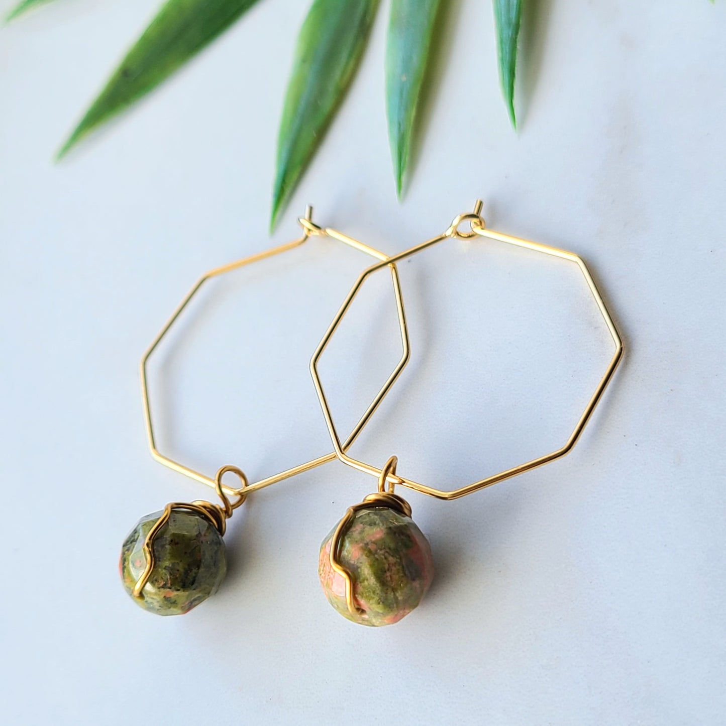 Stop & Seek Earrings- Unakite (Harmony and Balance)