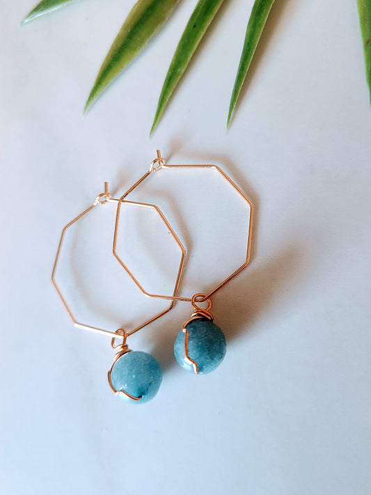 Stop & Seek Earrings- Blue Jade (Dream)