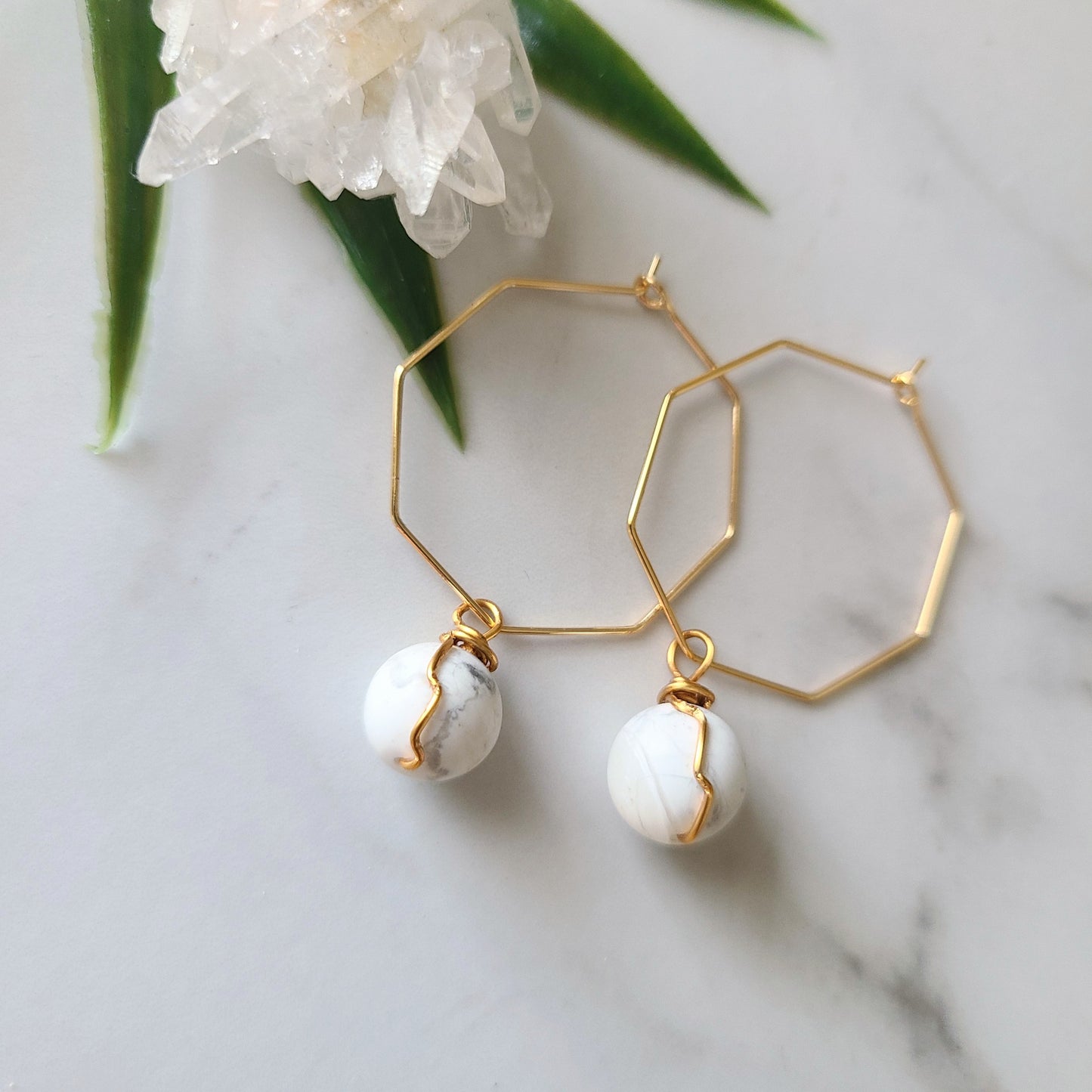 Stop & Seek Earrings- Howlite(Awareness)