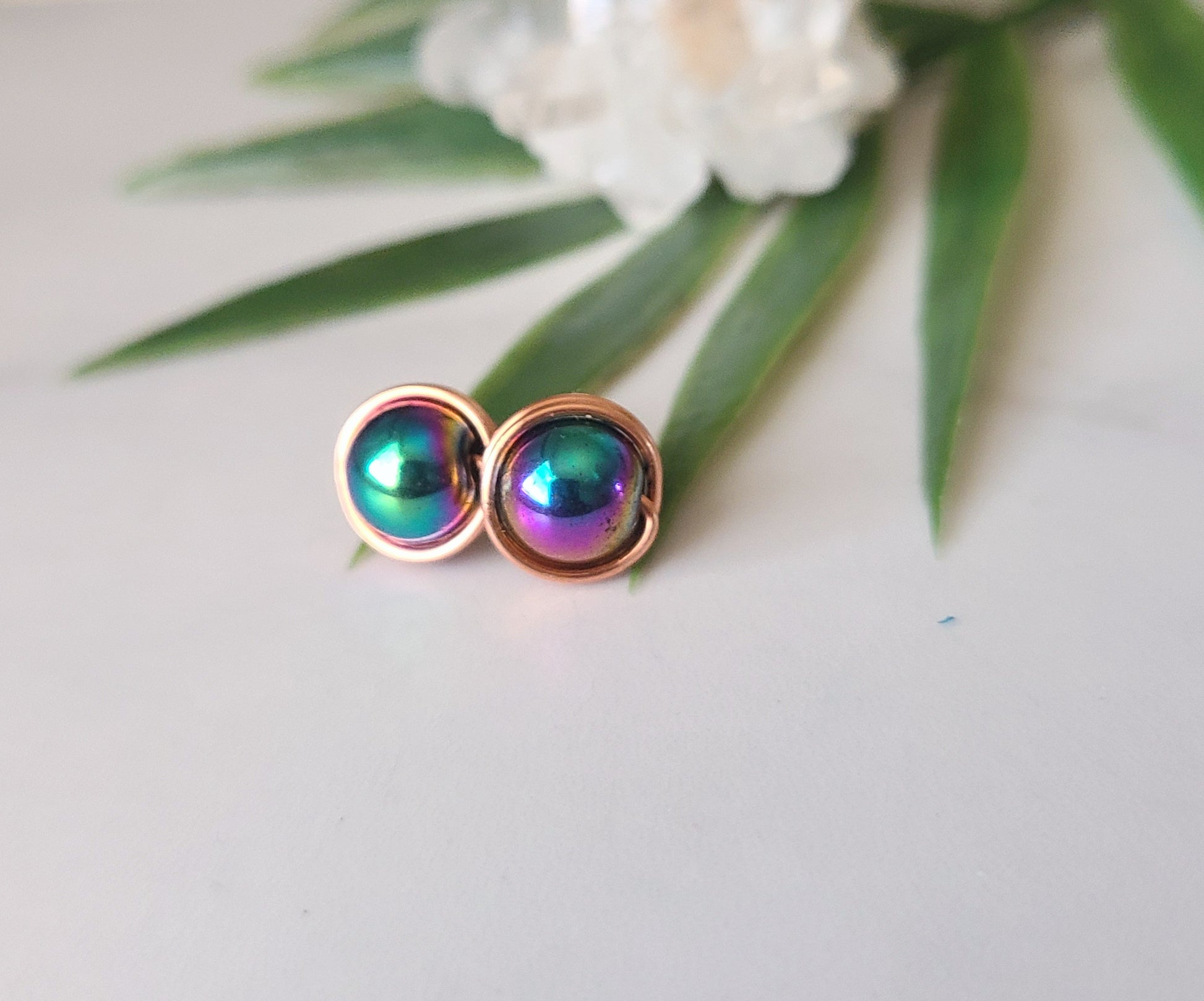 hematite stud earrings