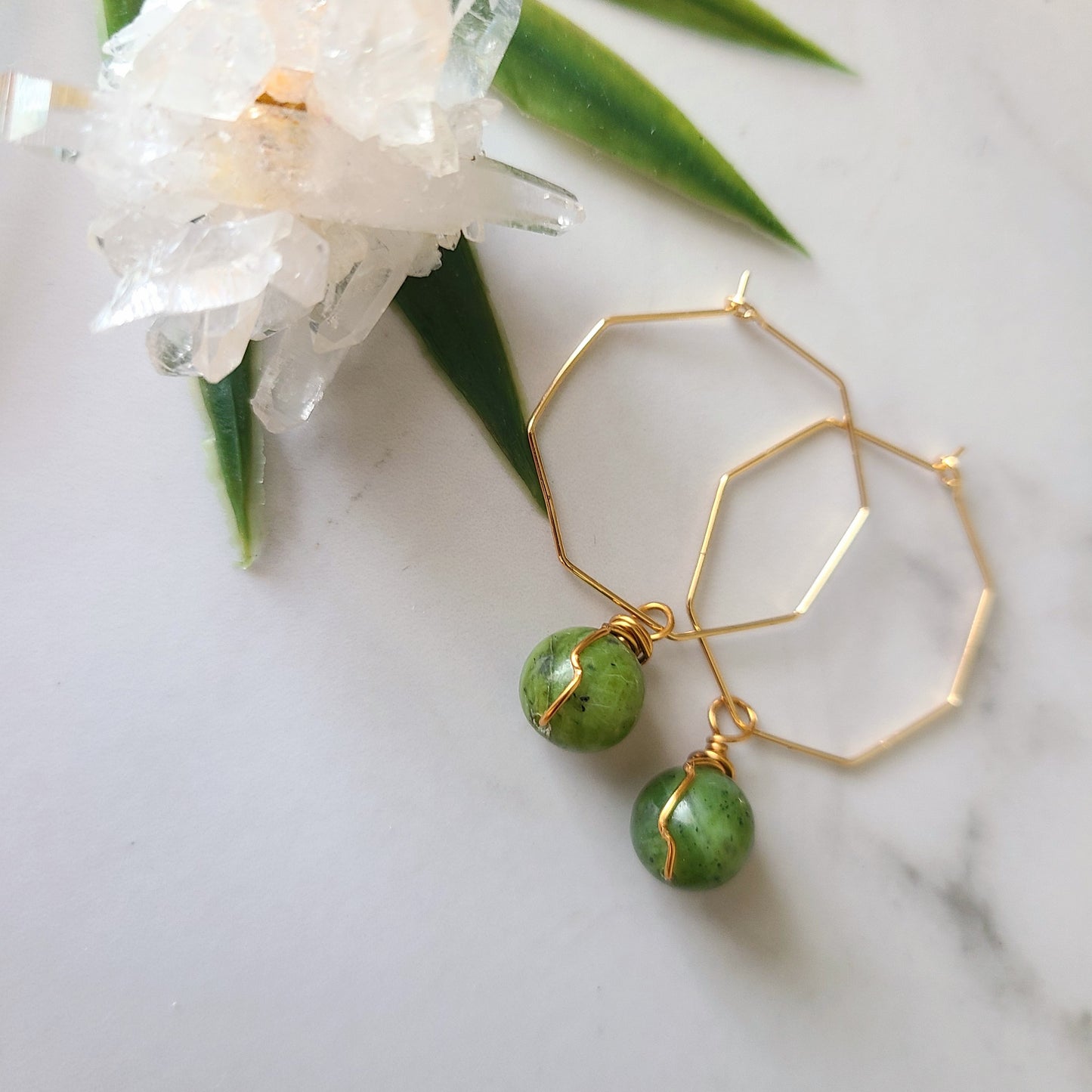 Stop & Seek Earrings- Nephrite Jade (Fearlessness)