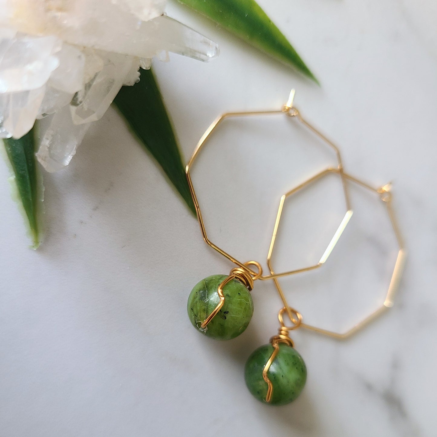 Stop & Seek Earrings- Nephrite Jade (Fearlessness)